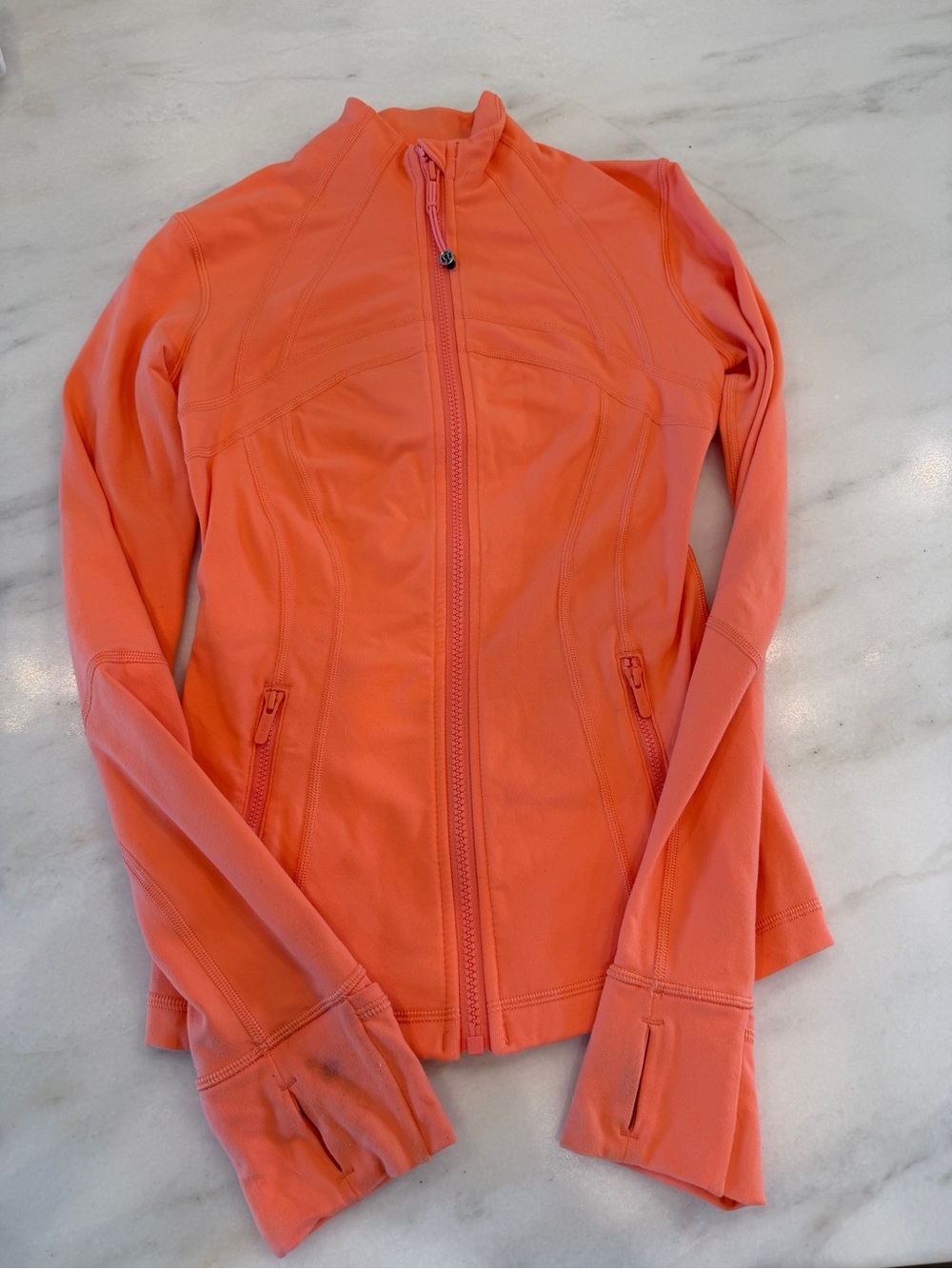 Lululemon Define Jacket *Luon coral orange pink neon Raspberry Cream sz2 read